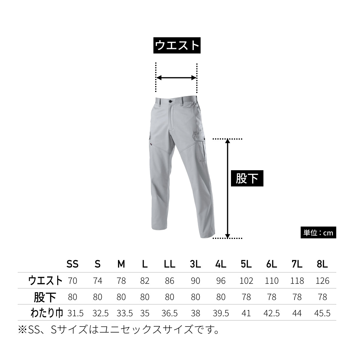 カーゴパンツ（ユニセックス）［1501シリーズ］ | ユニフォーム | 1枚 | 1502 | インディゴ（ヘリンボーン）