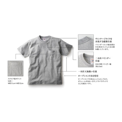 オープンエンド マックスウェイト バインダーネック ポケットTシャツ | ビッグサイズ | 1枚 | OE1119 | スミクロ