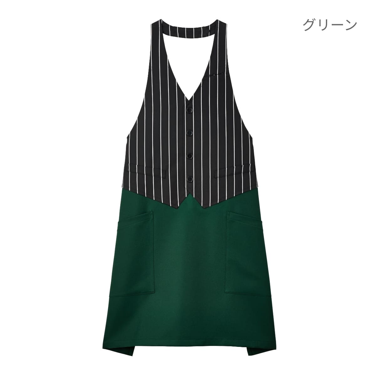 ベスト風エプロン | カフェ・飲食店制服 | 1枚 | FK7176 | ブラック